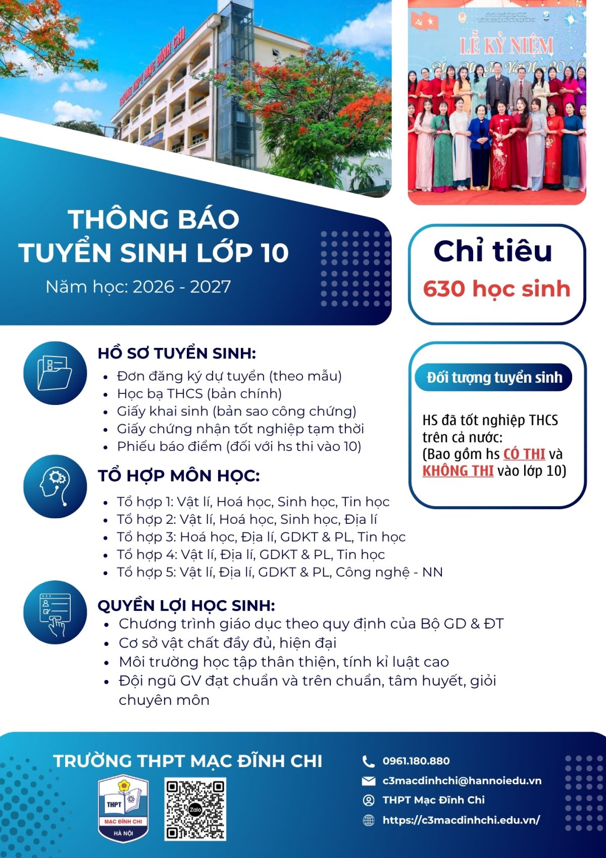 TH&Ocirc;NG B&Aacute;O TUYỂN SINH LỚP 10 NĂM HỌC 2026 - 2027